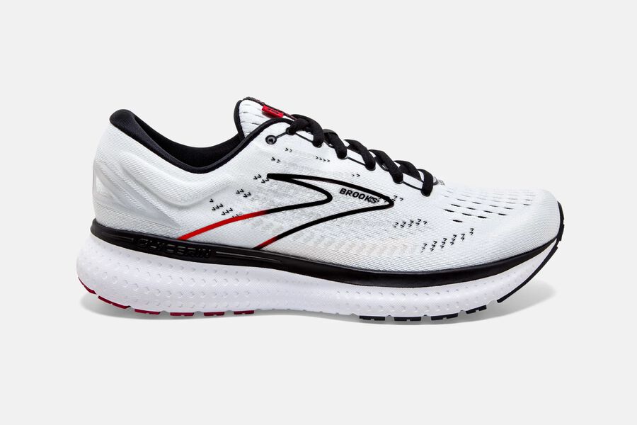 Brooks Running Shoes - Glycerin 19 Road Mens - White/Black/Red - RTH-209615